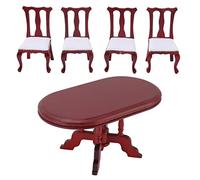 Acouto 5 Pièces 1:12 Maison de Poupée Table à Manger Chaise Ensemble en Bois Meubles Miniatures Décoration Cadeau pour Enfants 12 ou pour Créer des Scènes Table Maison de Poupée sont Conçues pour