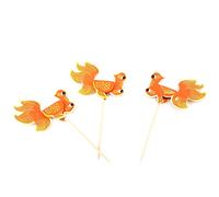 Acouto 50 Pcs coloré Boisson Fruits Gâteau Bâtons Pics Décorations de Fête Paon écologique Servi Parasol Parapluie Bâtons Paon Fruits Gâteau Cocktail Boissons aux (poisson rouge)