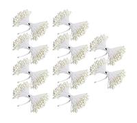 Acouto 900pcs Doubles Têtes D'étamines de Fleurs, 1 Mm Crème Artificielle de Couleur Gypse Bouquet Fleur D'étamine avec Filament Long pour Bouquets, Tissus, Bijoux (3mm (#4))