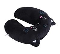 Acouto Animal Voyage Cou PP Coton Oreiller Doux en Forme de U Voiture Appui-tête Jouet Coussin Chat Noir Coton Coussin de Tour Détendu Réduire la Pression Cervicale Vous Sauver du Col