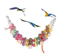 Acouto Animaux de Compagnie d'Oiseau en Bois Suspendus activité de Couleur Swing Jeu B Broyage Mâchonnet Jouet pour Perroquet Oiseau Swing Jouet Suspendu Han Brain Intelligence.