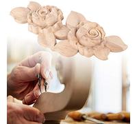 Acouto Applique d'angle sculpté pour Porte d'armoire, Rose Non Peinte, Européenne, 16x6, 5cm, 1 Pièce