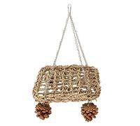 Acouto Balançoire en Jonc de Mer pour Oiseaux, Hamac pour Perroquet en Matériau Naturel, Parfait pour Les Petits Oiseaux comme Les Perruches et Les Conures, Taille 20 Cm pour Se Divertir en Grimpant