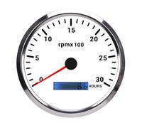 Acouto Boat RPM Gauge Marine Tachymètre Moteur RPM METTER 110 Mm 4-3/8in 7 Color Backlight DC 9-32V 3000rpm avec Compteur D'heure pour Voitures Boat Yacht RV Tractor (Cadrée à cadran blanche