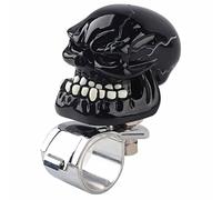 Acouto Bouton de Volant Tête de Mort, adapté aux Voitures, Camions, Tracteurs, Bateaux, Haute qualité et Métal, Bouton de Suicide au Volant Facile à InstallerSpinner Poignée de Puissance (Black)