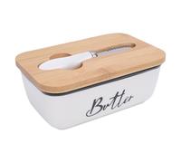 Acouto Butter Dish Rectangle Plateau de Support Multifonctionnel pour la Cuisine, Système d'étanchéité amélioré pour la Préservation du Goût (WHITE)