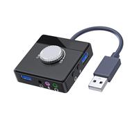 Acouto Carte Son USB Plug and Play Adaptateur USB Externe avec Interface 3,5 Mm Contrôle du Volume pour PC Portable Économiser l'effet de Mémoire Convient et Économiser des Ressources pour Carte