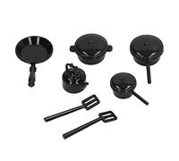 Acouto Casseroles et Poêles Miniatures pour Maison de Poupée 1/12, Ustensiles de Cuisine avec Couvercles, Fourchettes, Bouteille d'eau pour Maison de Poupée, Les Accessoires du Matériau Ne sont Pas