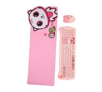 Acouto Clavier Combo 2 4 GHz Couleur Contrastée Mignonne 110 Touches Rondes Clavier et pour Fille Bureau école Chaton Thème Contras Combo et Souris Ensemble de sans Fil sans Fil
