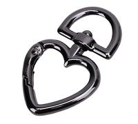 Acouto Clips de Lanière Porte-clés en Forme de Cœur, Clamp/Holder de Lanière Pivotant en Alliage de Zinc, Attache de Porte-clés Durable, Rotation à 360° pour Sacs, Bijoux étudiants (Argent Noir)