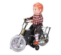 Acouto Clockwork Toy Retro Boy Walk The Dog by Bike Wind Up TIN Toy for Collection Decoration Une Fois Up Wound Rides Little BIK Clockwork ToyRetro TOYCLOCKWORD TIN Toywind
