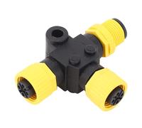 Acouto CONNECTEUR T Marine CONNECTEUR Marine Tee Terminator NMEA 2000 T CONNECTEUR pour NEMA 2000 Networks avec 5 Broches IP67 Connexion Bidirectionnelle de l'eau Pa66 Ni en Laiton (Yellow)
