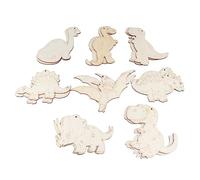 Acouto Découpes en Bois de Dinosaure inachevé, Jolies Décorations Artisanales en Bois pour Décoration de Fête à la Maison, Dinosaure Mixte avec Trou, Corde de Chanvre de 10 M, 16 Pièces par Paquet