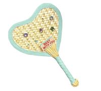 Acouto Éventail tissé à la Main en Forme de Cœur avec Cristaux Mignons, Portable pour les Fêtes, les Voyages, le Bureau et Chaque soigneusement. (GREEN)