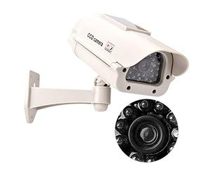 Acouto Fausse Caméra Factice à énergie Solaire, Simulation de Surveillance à Domicile avec Lumière LED, Coût Réel et Votre Caméra de Dissuasion Créée sans Le Criminel Factice Autour de l'entrepôt