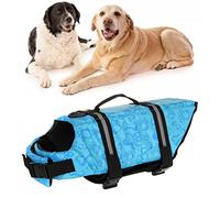 Acouto Gilet de Sauvetage pour Animaux de Compagnie Réfléchissant Respirant Gilet de Flottaison Portable pour Chien pour la Navigation de Plaisance, la Natation et la Plage Jaune M Bande