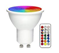 Acouto GU10 RGBW LED Spotlight avec Télécommande, Changement de Couleur, Fonctions de Mémoire et Minuterie, 2 Modes D'éclairage, 16 Couleurs, 6000 Km, Larges Applications pour la Maison (Blanc chaud)