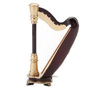 Acouto Harpe Lyre Harpe Miniature Ornement de, Réplique de Lyre Miniature en Bois avec Support, Idéal pour Les Mélomanes, Accent Décoratif 4,5x8,5x14 Cm