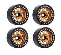 Acouto Jante de Roue en Alliage d'Aluminium Beadlock 2,2 Pouces Moyeu de Jantes de Roue 4 Pièces de Remplacement pour TRAX4 SCX10 90046 AXI03007 Gen8 1/10 Matériau de Voiture télécommandé et (Gold)
