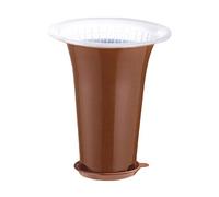 Acouto Jardinière en Plastique pour Plantes Succulentes, Design à Double Couche, Centre surélevé Léger, Décoration Intérieure et Extérieure Moderne pour Garder Vos Plantes en Bonne (Brown)