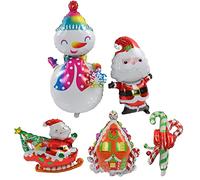 Acouto Kit de Décoration de Ballons en Aluminium de Noël, Ensemble de 5 Motifs Comprenant le Père Noël, un Traîneau et un Bonhomme de neige. Kit de Décoration de Ballons de Ensemble de en