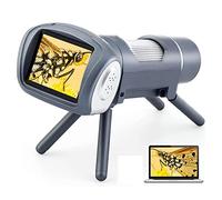 Acouto Kit de Microscope pour Enfants 1080P Microscope Numérique électronique Portable avec écran de 2 Pouces pour l'extérieur Temps Rose par Résolution la Roue Numérique 1080P Rotative Argent a