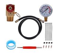 Acouto Kit de Réparation de Réservoir D'air, Vanne de Dérivation en Laiton à Cadran NPT 0-200PSI avec Bouton en Aluminium, Tuyau en PVC de 4 Pieds pour Remorques de Camping-car et