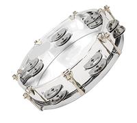 Acouto MBAT Tambourin Double Rangée Jingle Bells Instrument de Percussion Portatif 8inTransparent fixé avec Lui pour Mettre le TambourinDouble Rangée Tambourin à MainTambourin avec Jingle BellsSelf