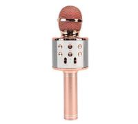 Acouto Micro karaoké sans Fil Haut-Parleur HiFi Multifonction Microphone à Condensateur sans Fil Portable avec Lumière LED Noir à Blindage Stable Transmission HiFi Complète et (Or Rose)