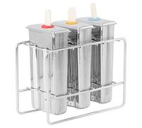 Acouto Moule à Crème Glacée, Moule à Crème Glacée en Acier Inoxydable Ménage 304 Bricolage avec Kit de Brosse de Nettoyage et Porte-bâton Outil de Cuisine (3 Fentes Doubles tête Plate +