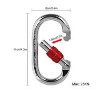 Acouto Mousqueton d'escalade Professionnel 25KN, Mousqueton de Porte à Verrouillage à Vis, Boucle d'escalade en Acier Robuste en Forme de O, Clamp/Holder de Verrouillage de Hamac Léger pour l',