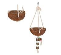Acouto Nature Coconut Suspendue Swing Board Swing Pite Touet Pitre Supplies Coconut It Coquille et Coquille de Coco en Toute sécurité