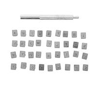 Acouto Outils en Cuir et Tampons Numériques, Ensemble d'Outils de Poinçonnage avec Poignée en Acier pour l'Artisanat du Cuir, Sac de Ceinture, Artisanat de Marquage de Bijoux, 36 Pièces Alphabet