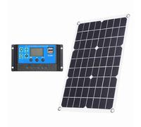 Acouto Panneau Solaire Portable 18V 20W Monocristallin Silicon Panel Solaire Port de Charge USB Interface de Pince de Batterie DC5521 (avec contrôleur 40A)