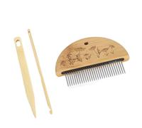 Acouto Peigne à Tisser Peigne en Bois Professionnel Aiguille à Gros Chas Ensemble d'aiguilles à Crochet de 4 Mm pour la Fabrication d'outils de Bricolage Outil de Type 3 sécurisé avec Ensemble à