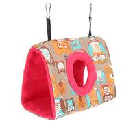 Acouto Perroquet Chaud Suspendu Hamac Oiseaux en Peluche Moelleux Nid Maison Balançoire Lit pour Hamster écureuils Motif Hibou et Fond Rose Rouge Est Confortable et Le Tissu Doux à Utiliser Lave et