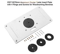 Acouto Plaque D'insertion de Table en Aluminium en Aluminium Durable avec 4 Anneaux et Vis de Fixation, Bague de Trou Central Pratique, Forage et Montage Faciles, Outils de Travail du Bois pour les