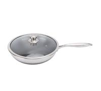 Acouto Poêle à Frire 316 en Acier Inoxydable composé de Fond de Casserole Antiadhésif Double Face en Nid d'abeille Universel Lavable au Lave-vaisselle pour Cuisinière à Gaz Induction 30 X 8,6 Cm