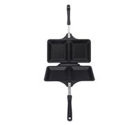Acouto Poêle à Panini Grillée, Presse à Double Face en Fer pour Petit Déjeuner Rapide et Cuisine en Plein Air (BLACK)