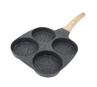Acouto Poêle à œufs en Aluminium de 4 Tasses, Poêle à œufs Antiadhésive, à Crêpes, Poignée en Bois Facile pour Cuisinière à Gaz, Ustensiles de Cuisine à Induction, Version Standard, à Frire, à, 4 à