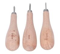 Acouto Poinçons pour Outils en Cuir, Conception Ergonomique de Haute dureté, Outil de Perforation en Losange avec Poignée en Hêtre pour la Réparation du Cuir, Couture, Projet de Bricolage, 3 Pièces,