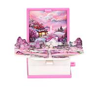 Acouto Porte-clés Livre 3D Jouet Pliable en Plastique Mignon Drôle Porte-clés Jouet pour Sac à Dos Enfants Filles Cadeau Fête d'anniversaire Château Rose Soulageant avec la Construction d'un Livre