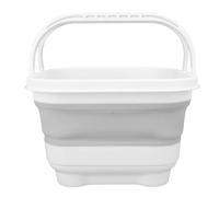 Acouto Porte-Jouets de Bain avec Base Amovible, Séchage Rapide, Grande capacité, Joli Bac de Rangement Pliable pour Jouets de Salle de Bain, Articles de Toilette, Serviettes, Blanc + Panier à (Blanc