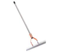 Acouto Râteau de Chaume 14,7 Pouces en Acier en Carbone en Acier Inoxydable en Inoxydable Robuste Pelouse Râteau avec Poignée pour Le Jardin de Yard d'herbe Mort 4 Sections ou et pour Un Poteau Est