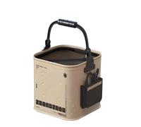 Acouto Seau de Pêche Pliable de 8 L, Seau à Poisson Portable, Conteneurs d'eau Multifonctionnels en EVA avec Couvercle en Maille, Poignée et Corde pour Le Camping en Plein Air, la Randonnée, la (14L)