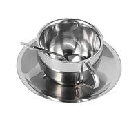 Acouto Service à café en Acier Inoxydable 304, Tasse Isolée à Double Paroi avec Soucoupe et Cuillère pour café, Bureau, Restaurant, Verres Thermiques élégants (Costume double couche Milan-180ML)