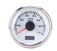 Acouto Tachymètre de 52 Mm 2in Tachymètre RPM Gauge 7000rpm avec 7 Couleurs Backlight Auto Cycle pour Car Truck RV Boat Tracteur (Couvercle en argent en cadran blanc cx6230)