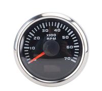 Acouto Tachymètre de 52 Mm 2in Tachymètre RPM Gauge 7000rpm avec 7 Couleurs Backlight Auto Cycle pour Car Truck RV Boat Tracteur (Couverture argentée en cadran noir CX6229)