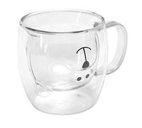 Acouto Tasse en Verre en Forme d'ours Tasse en Verre en Forme d'ours de 250 Ml, à Double Paroi à Haute Teneur en Borosilicate pour Boissons Chaudes ou Froides, Jolie à café Isolée pour la Cuisine