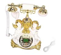 Acouto Téléphone Fixe Rétro avec écran LCD Téléphone Vintage Antique à l'ancienne avec Bouton Poussoir pour la Décoration de la Maison et du Bureau MS-8334C, Argent en Avant avec Vous Le Fixe